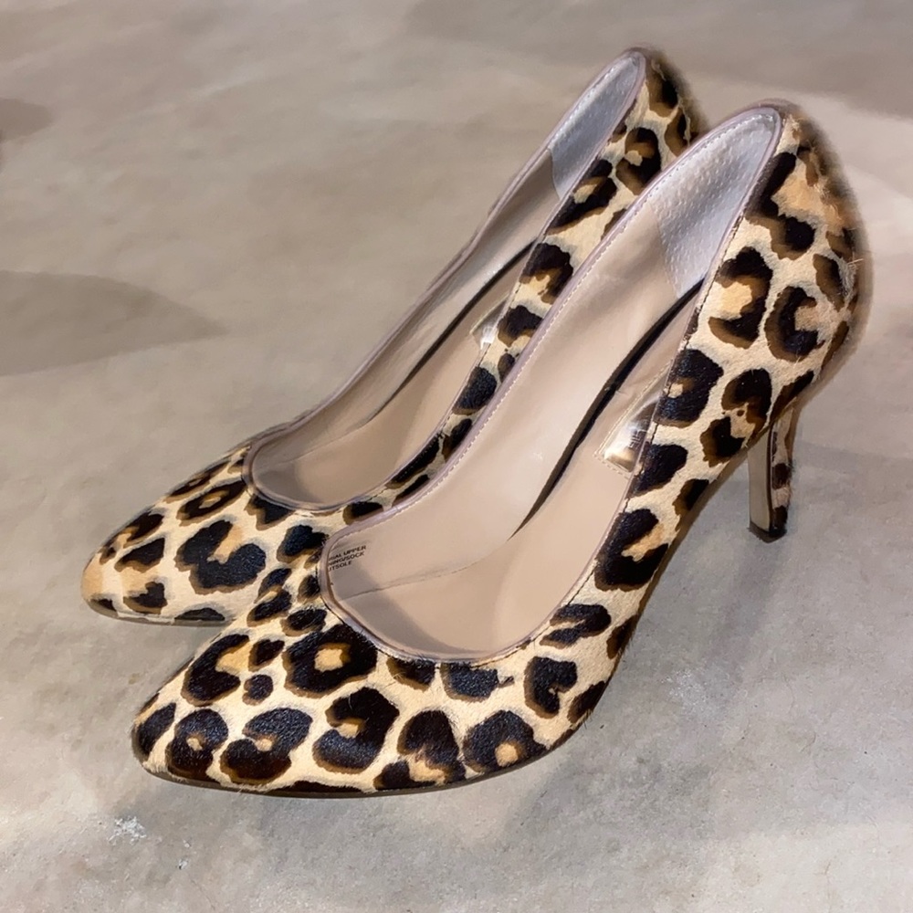 INC International Concepts Leopard Print Pointed Toe Pumps - Tan & Black